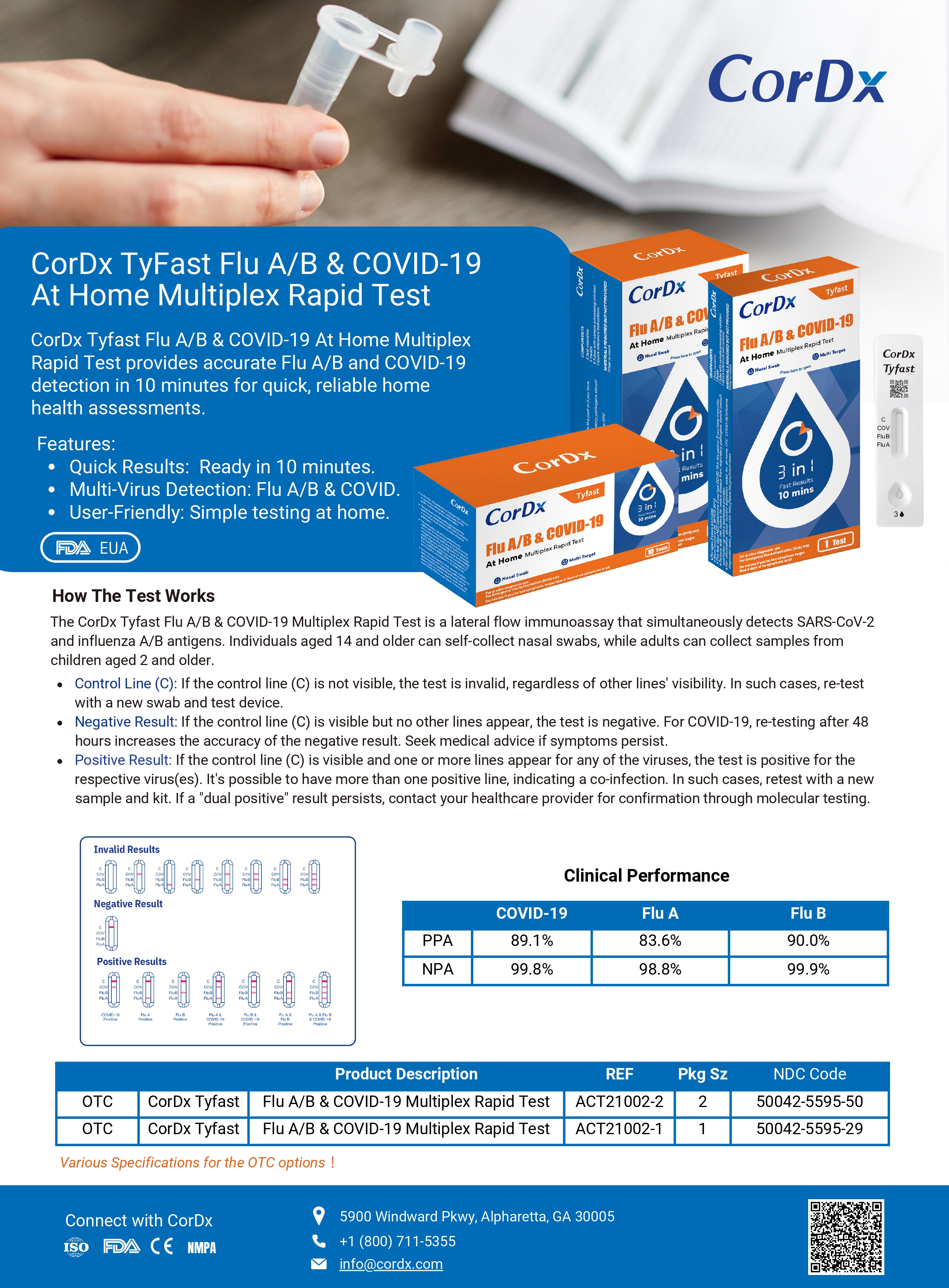 CorDx TyFast Flu A/B & COVID-19 Home Test