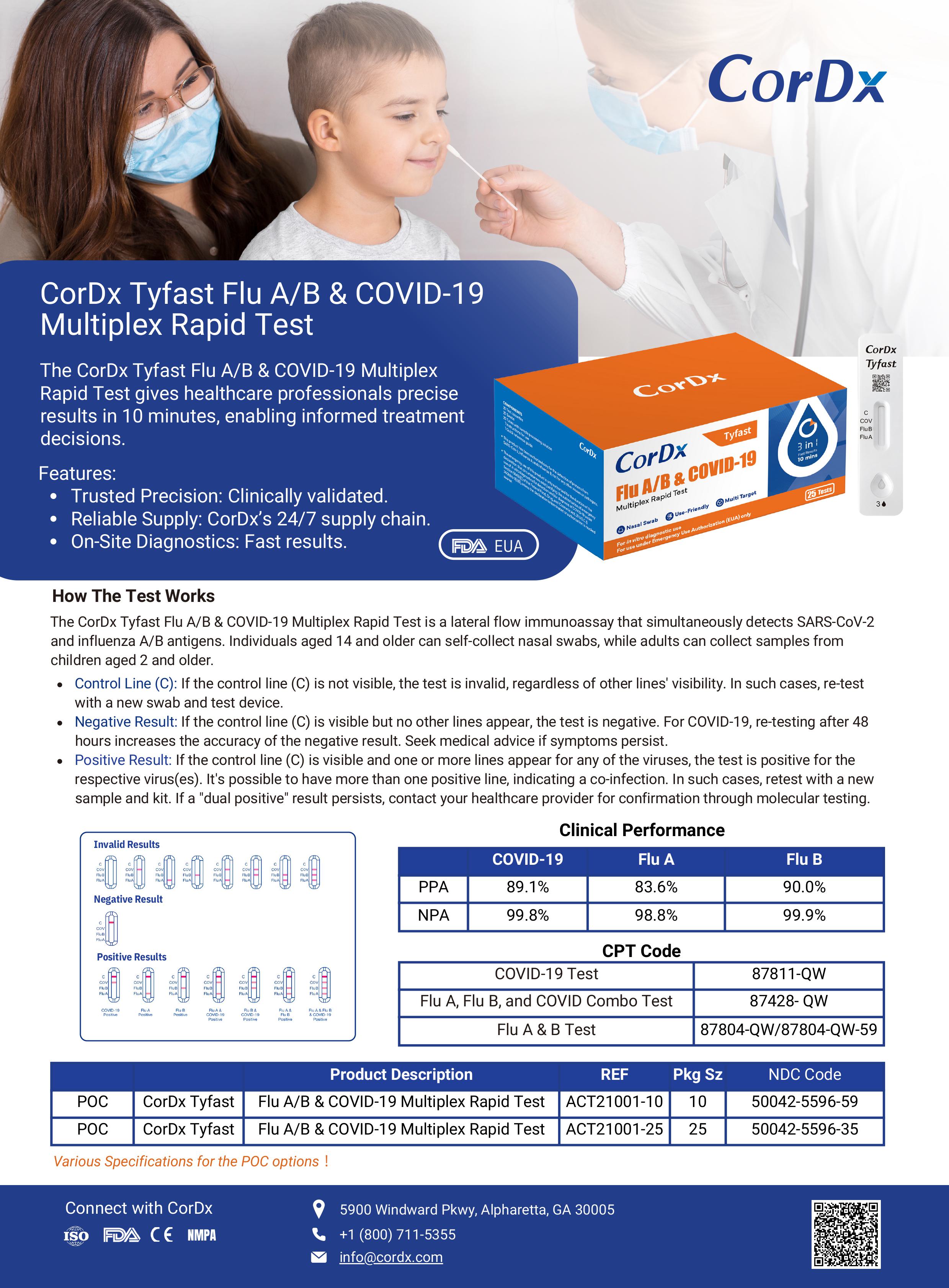CorDx TyFast Flu A/B & COVID-19 POC Test